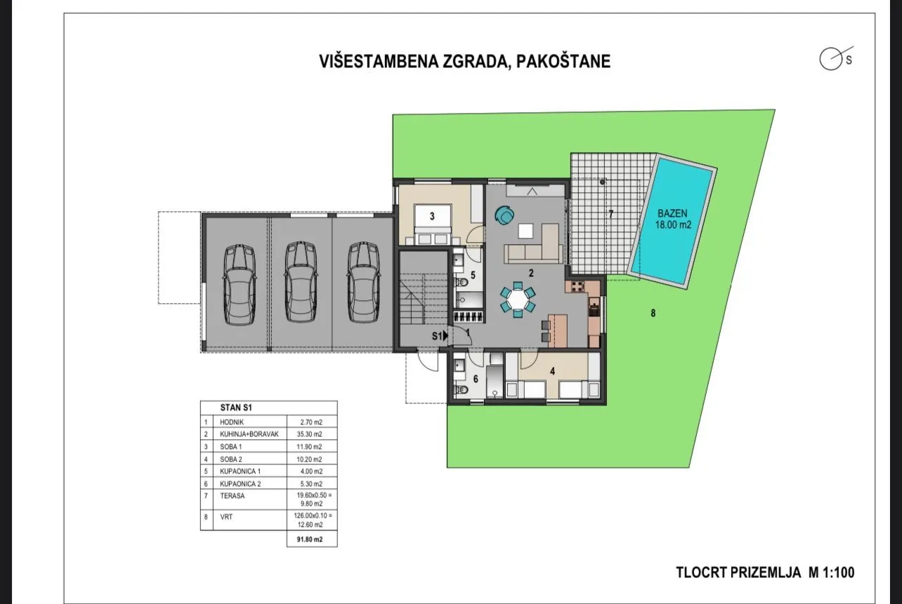 pakoštane: trosoban stan s velikim vrtom i bazenom, 92 m2 - slika 13
