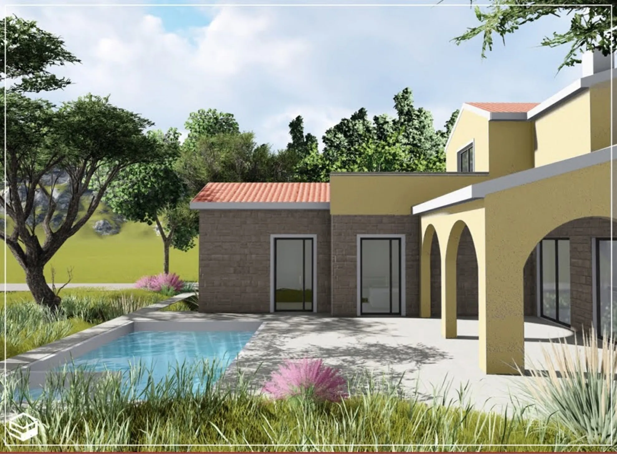 građevinsko zemljište s projektom za kuću na kat s bazenom - slika 2