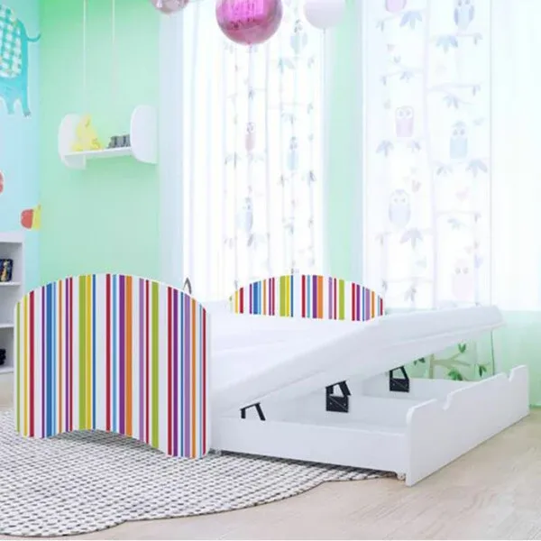 Drveni dječji krevet Happy duga s dodatnim ležajem – 180×90 - Vidovec