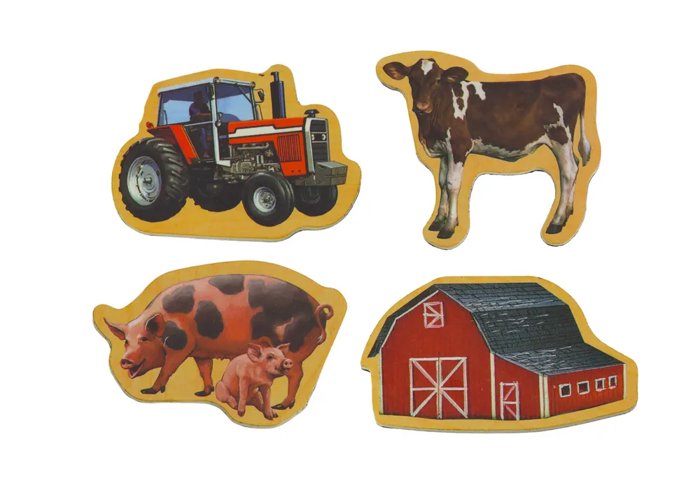 set of wooden magnets, home animals, agricultural machines, 20 pieces - slika 3