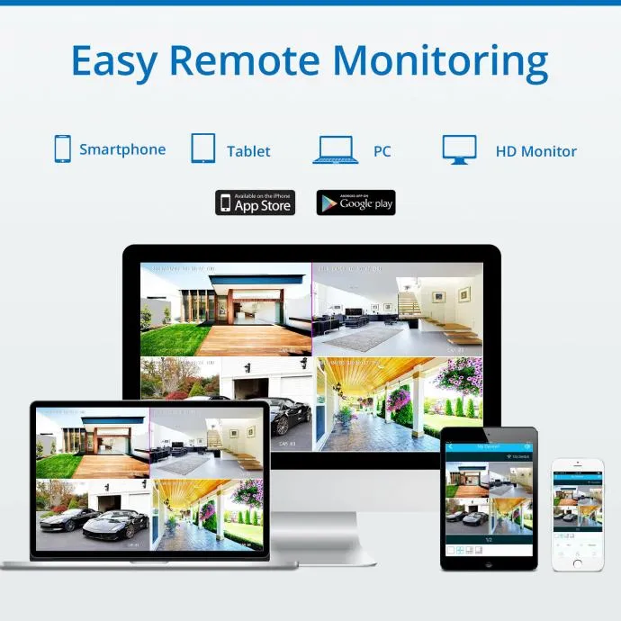 8ch hd video sustav 8 wifi wireless kamere gledanje preko mobitela - slika 2