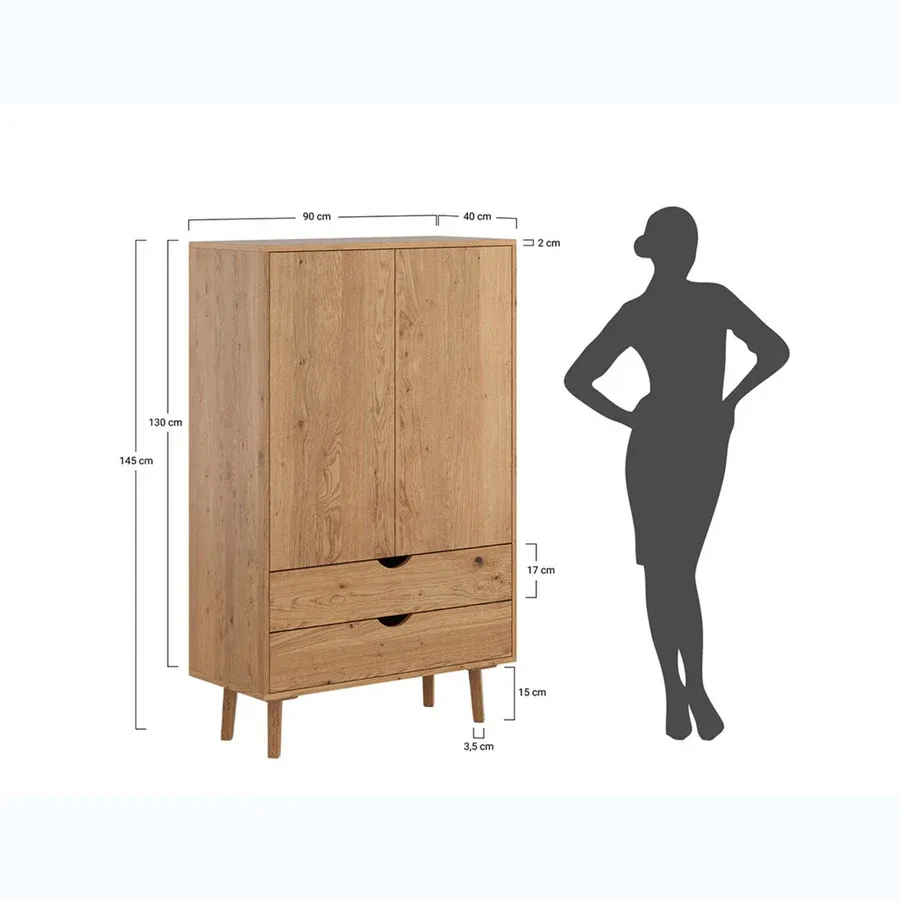 komoda simona 90x40 cm, materijal: masivno drvo hrast - slika 11