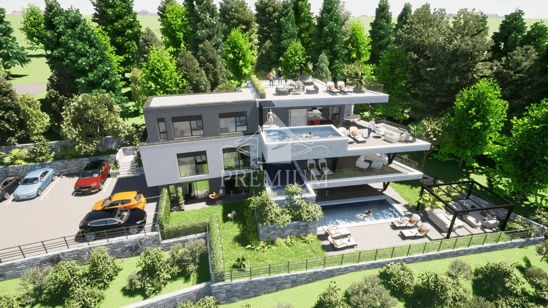 penthouse sa bazenom i parkingom, panoramski pogled - slika 8