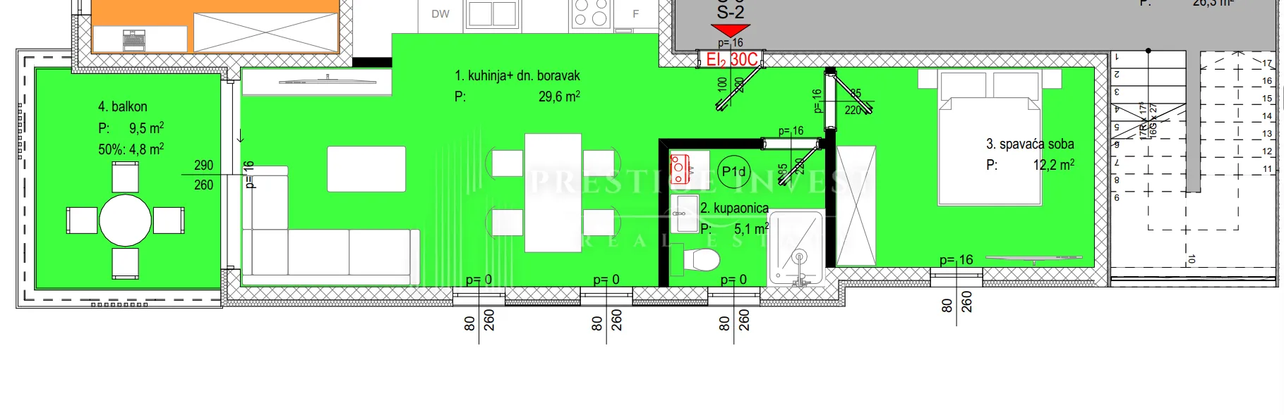 diklo- zadar- s2-jednosoban stan- 50m od mora - slika 25
