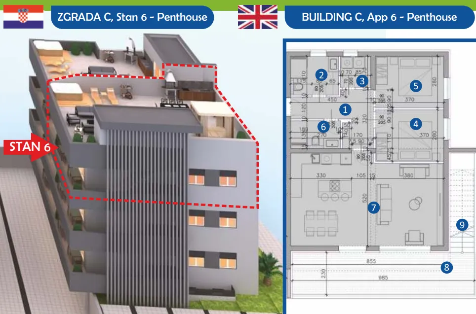 zgrada c- penthouse u sukošanu uz more - slika 28