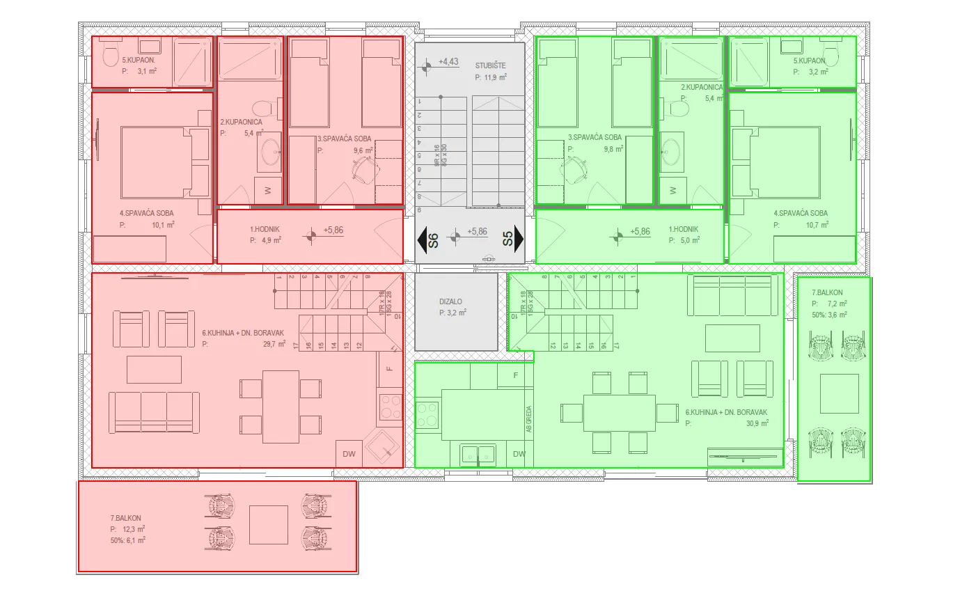prilika- s5-dvosoban penthouse s krovnom terasom i pogledom na more - slika 9