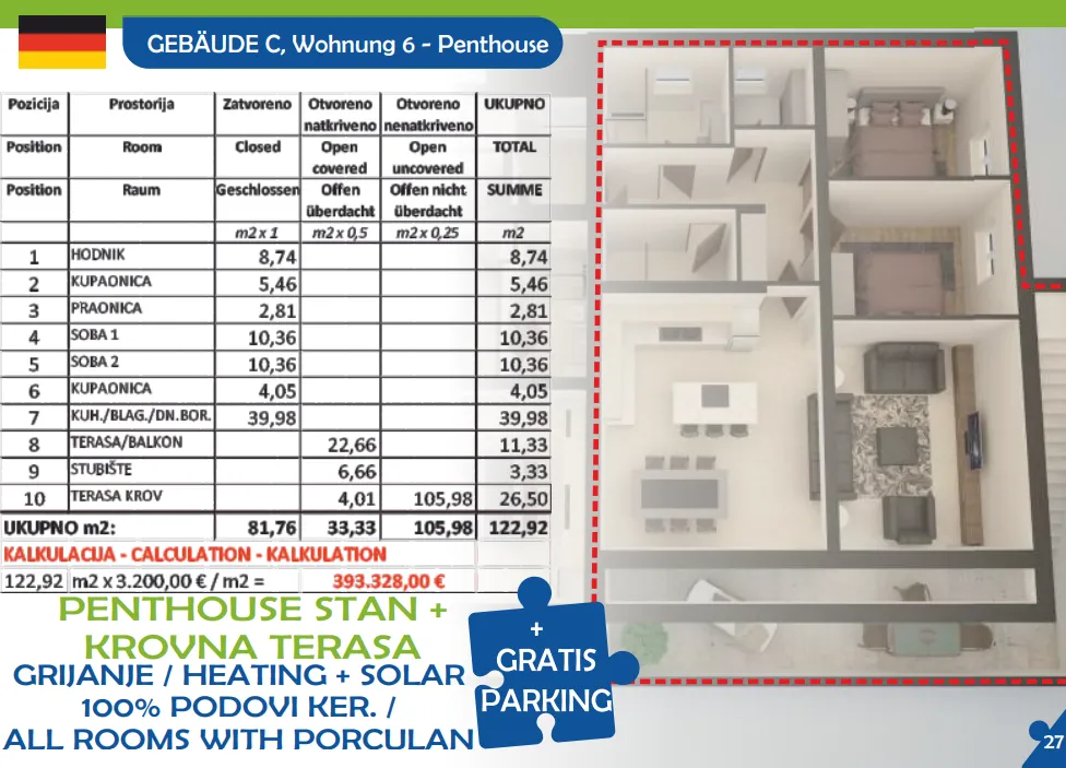 zgrada c- penthouse u sukošanu uz more - slika 29