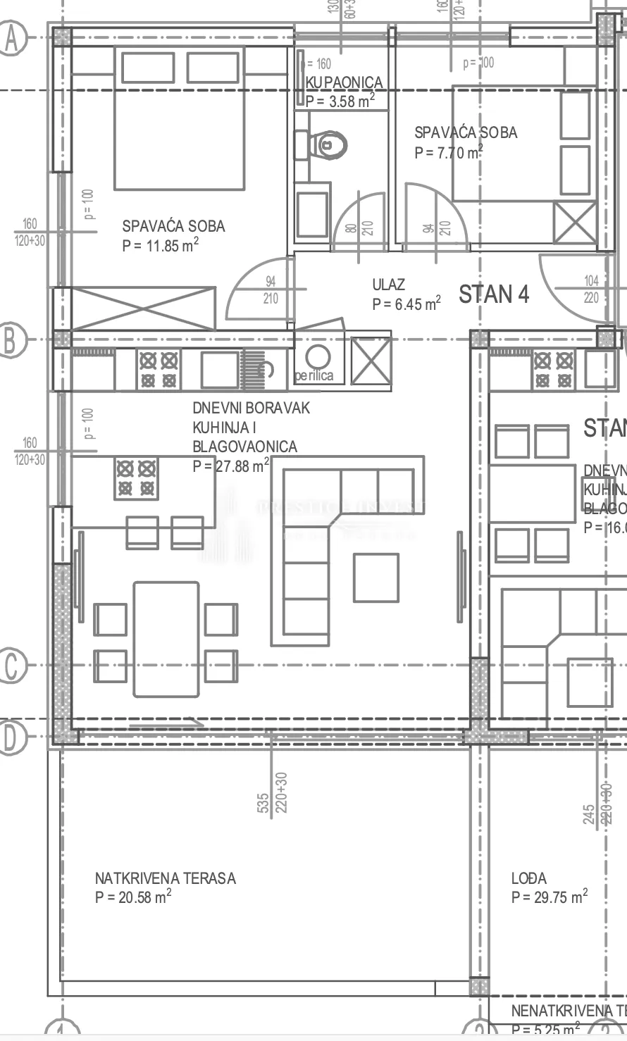drugi red uz more- s4- dvosoban stan 20m od plaže - slika 17