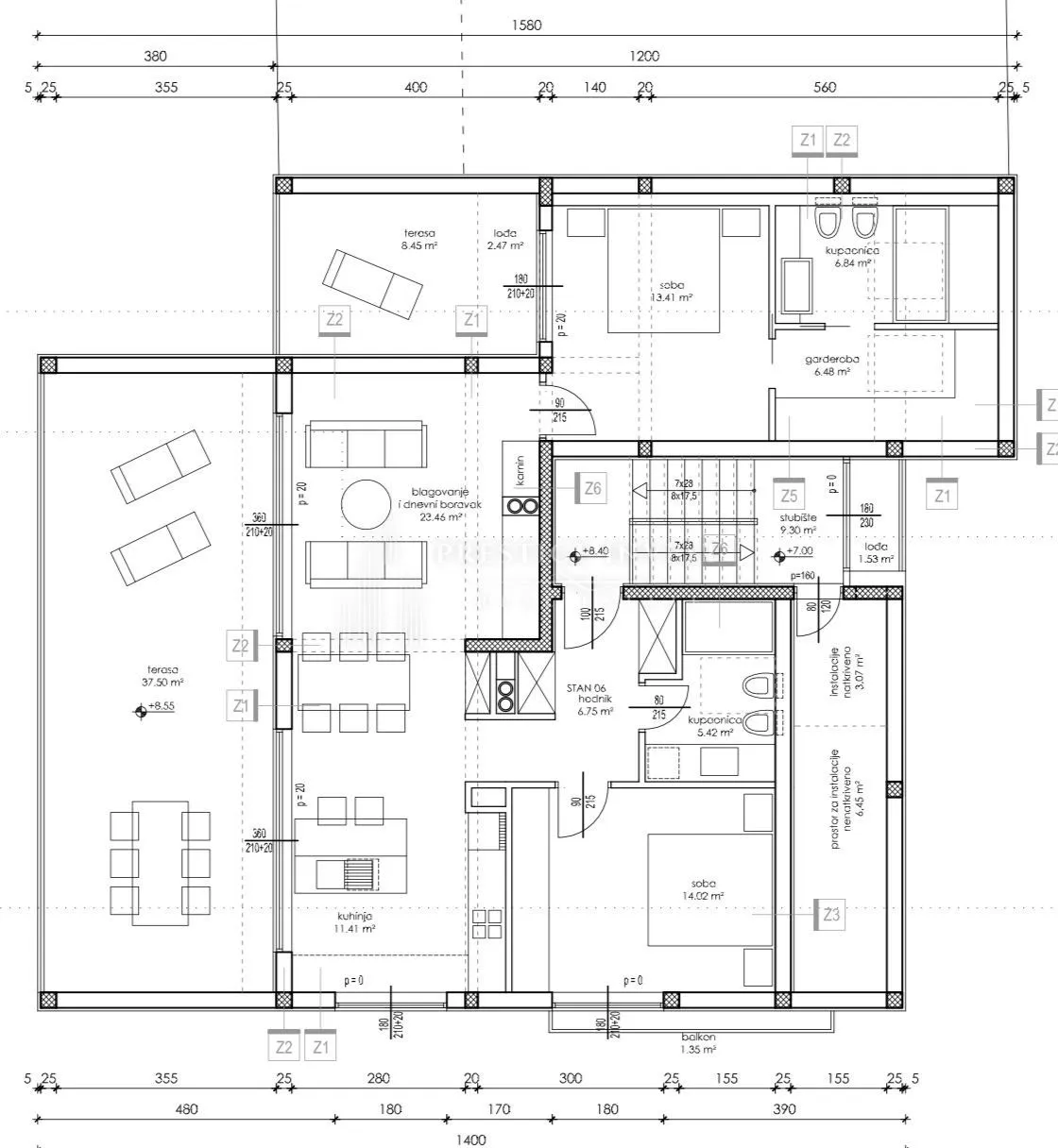 bibinje zadar- penthouse prvi red uz plažu - slika 45