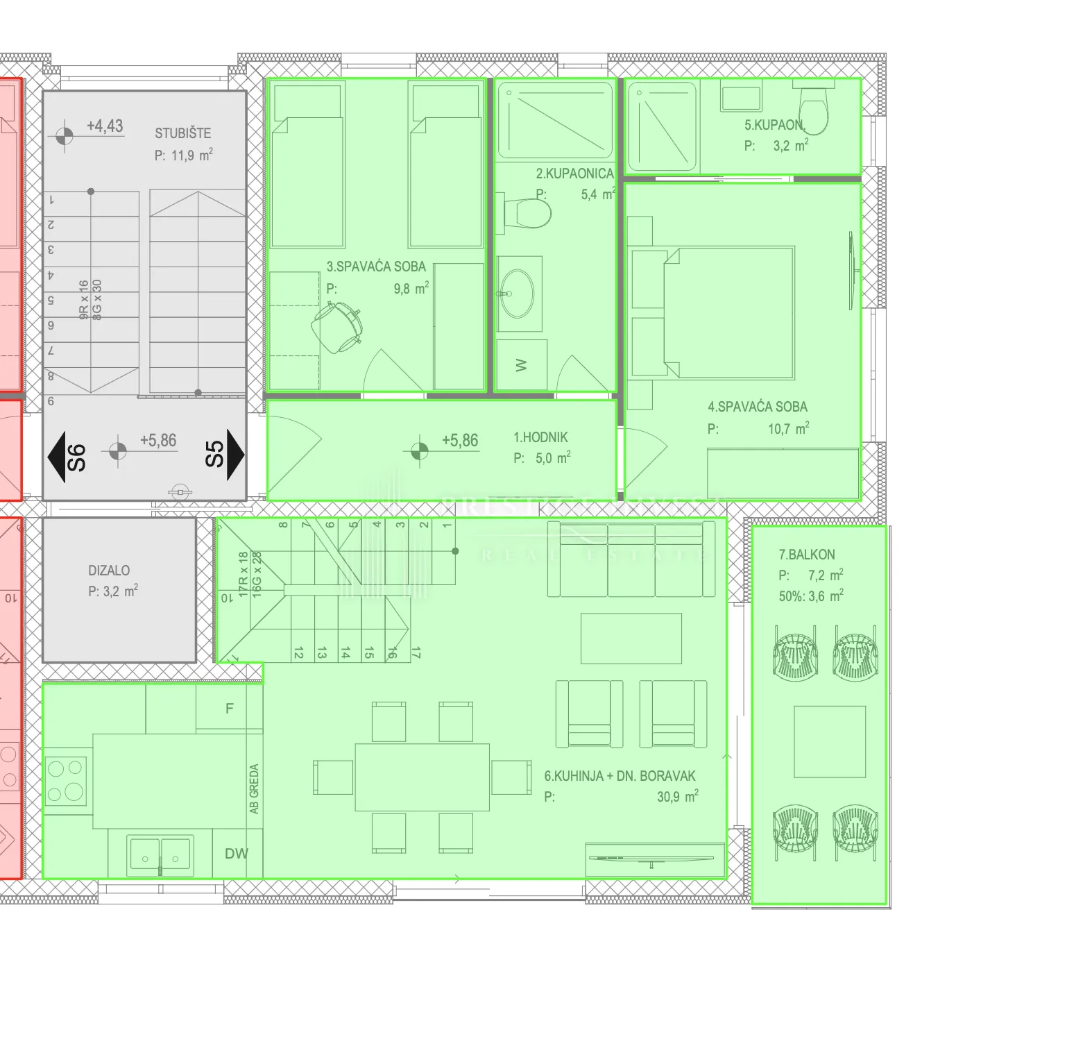 sukošan- luksuzan penthouse s5- krovna terasa - slika 9