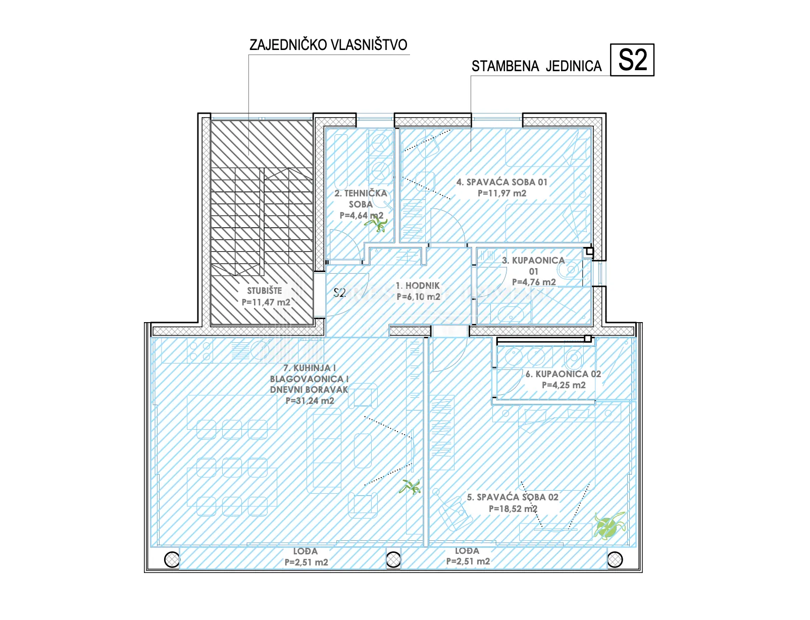diklo- dvosoban stan s pogledom na more- 94,42m2- z3s2 - slika 30