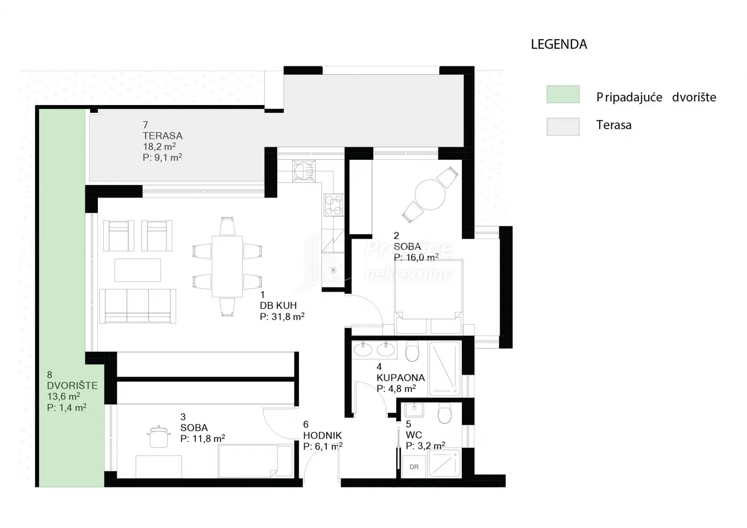 centar, novogradnja 74m2 + 44m2 terase, vrta i parkinga - slika 2