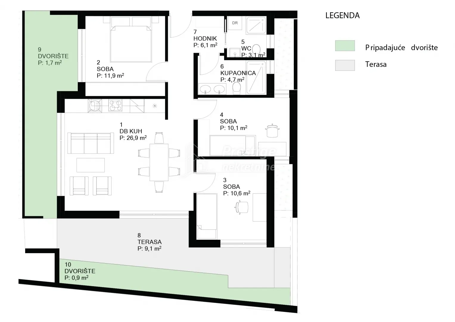 centar, novogradnja 73m2 + 57m2 terase, vrta i parkinga - slika 4