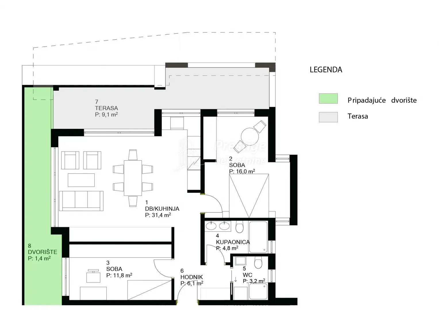 centar, novogradnja 73m2 + 45m2 terase, vrta i parkinga - slika 2