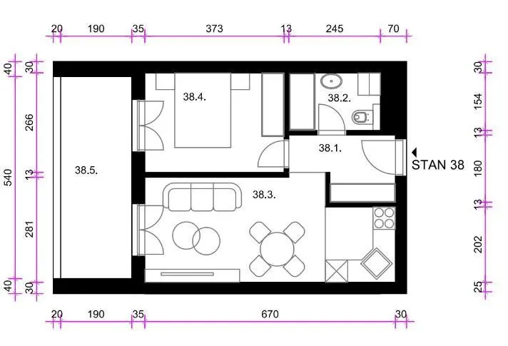 prodaja - dvosobni stan: čulinečka (resnik), 37,96 m2, novogradnja - slika 13