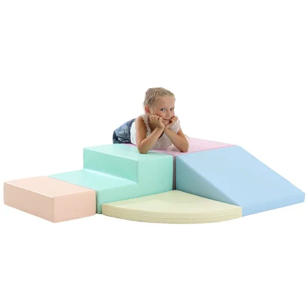 set pjenastih blokova soft play 5 - svijetlo pastelna kutna penjalica - slika 8