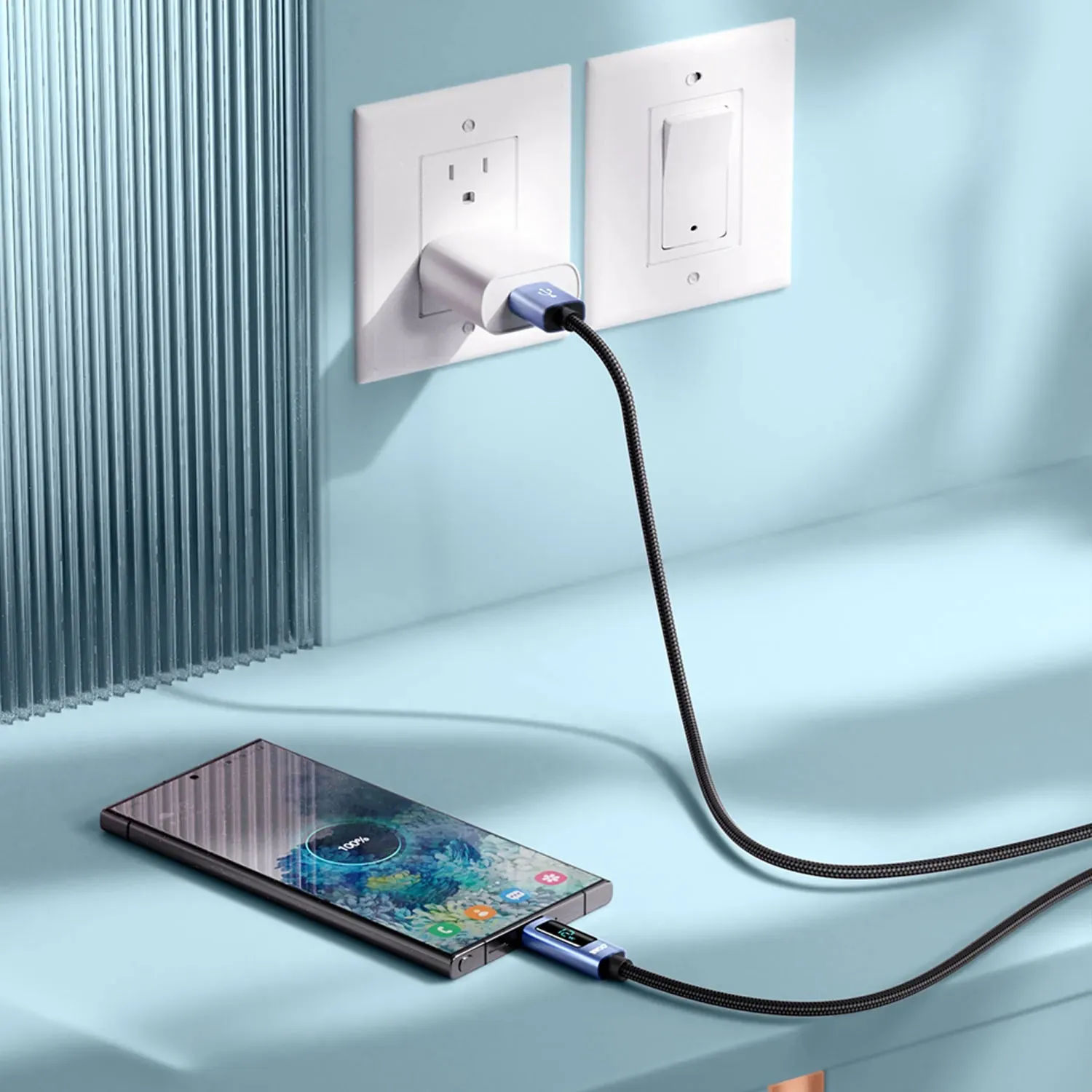 bwoo usb-a na usb-c alu kabel za punjenje s led zaslonom (3a), 1 m - slika 3