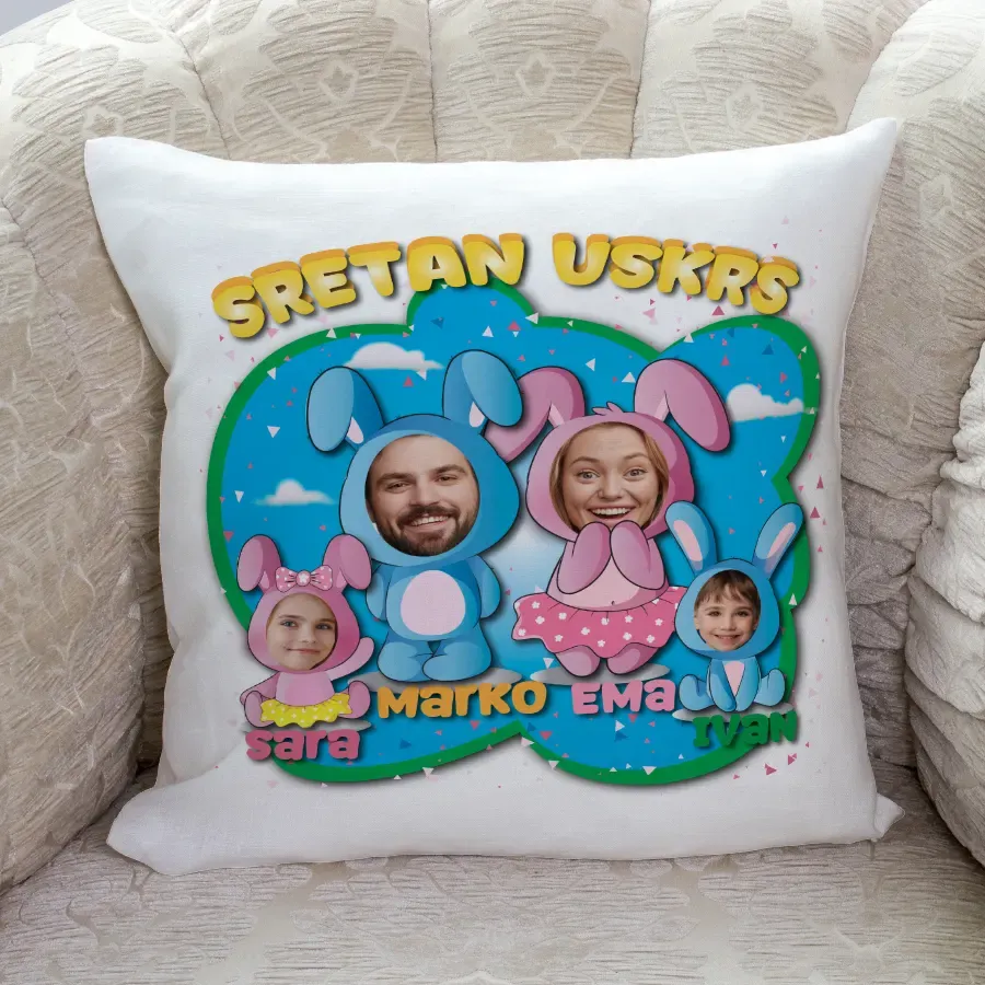 personalizirani jastučić za obitelj uskrs - slika 2