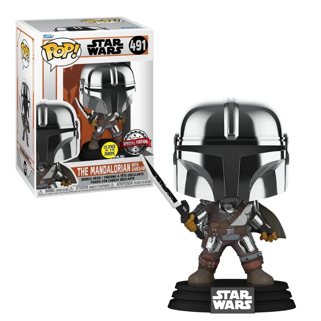 funko pop! star wars – the mandalorian with darksaber (gitd) #491 - slika 4