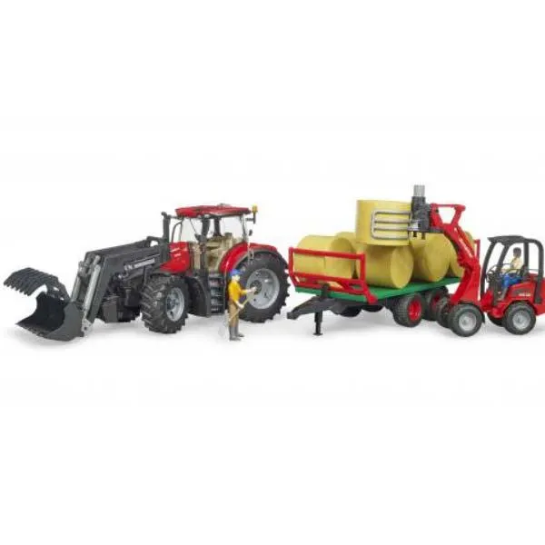bruder traktor case ih optum 300cvx sa utovarivačem i prikolicom - slika 4