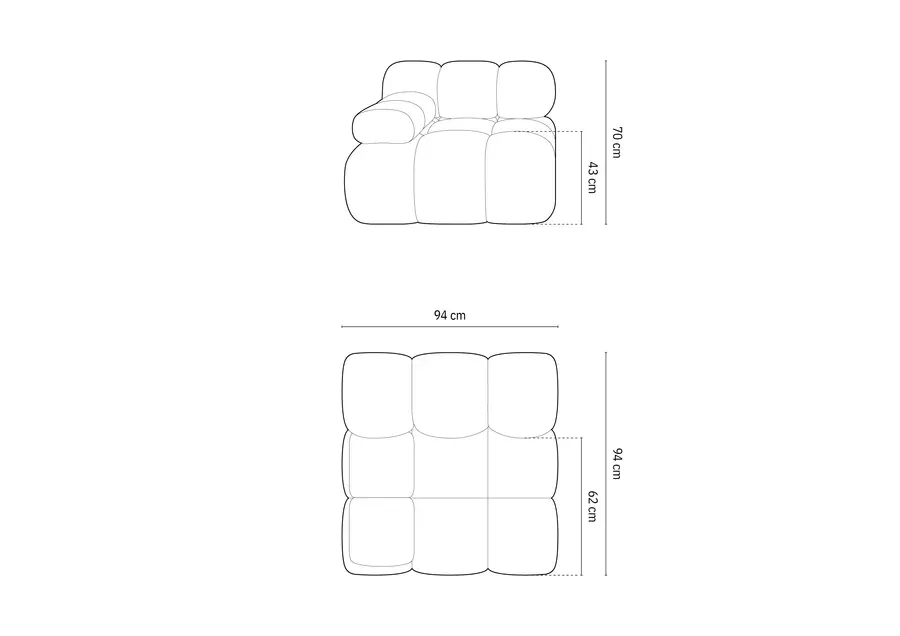 bellis modul s rukonaslonom 94x94cm, materijal: boucle - slika 9