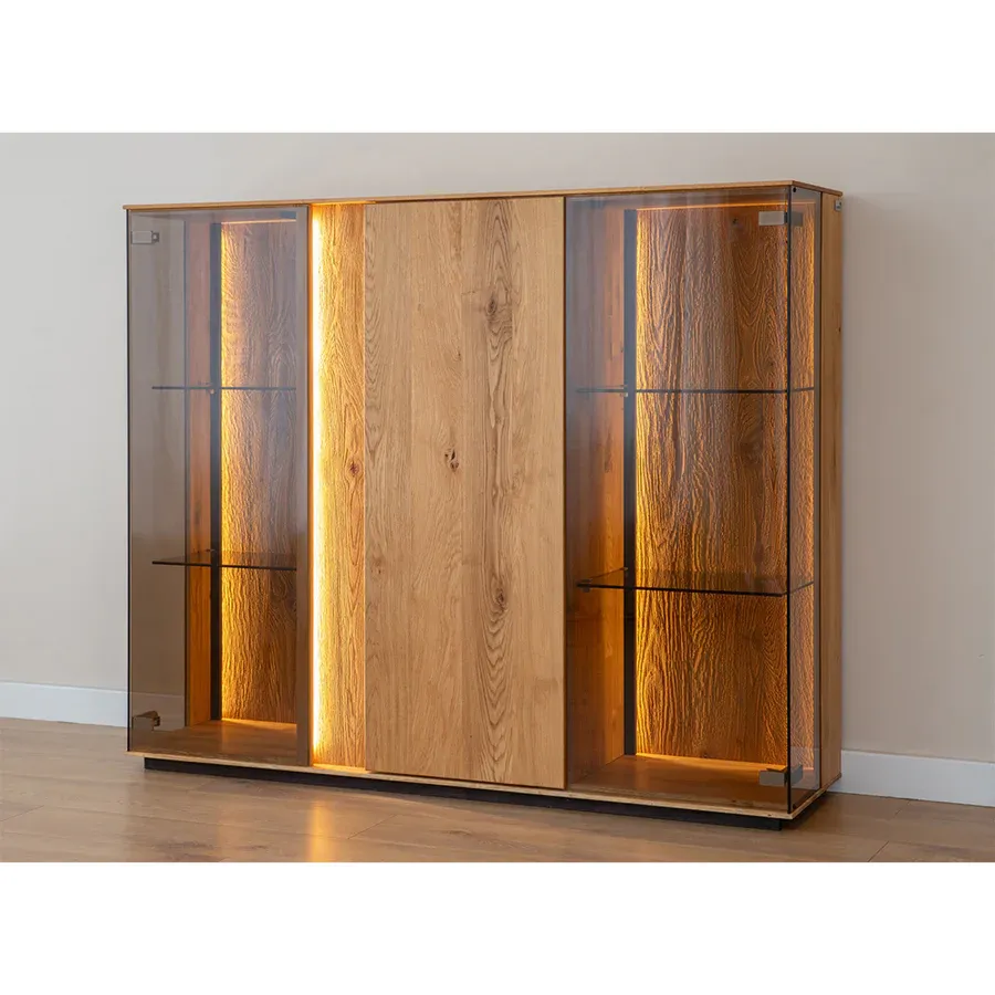 staklena vitrina collodi 135x115cm, materijal: masivno drvo hrast - slika 2
