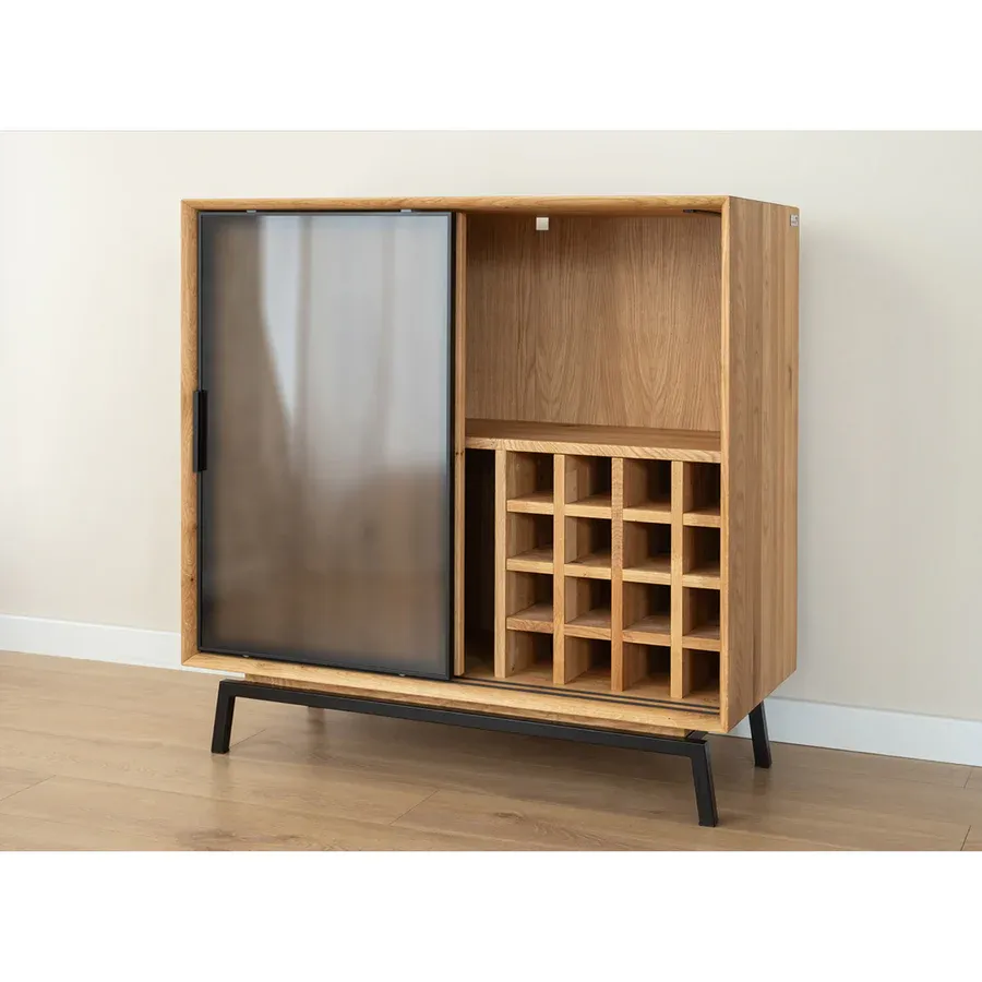 komoda modern loft 101x45cm sa staklom, materijal: masivno drvo hrast - slika 16