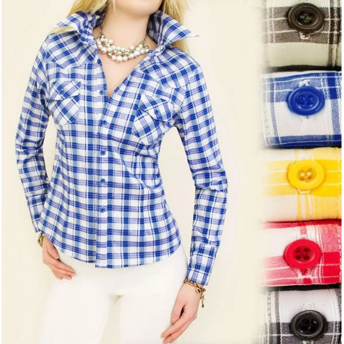 slim fit ženske košulje sa džepovima promocija - slika 4