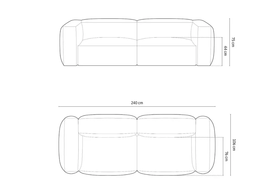 sofa martina, 240x106cm, materijal: rebrasta tkanina - slika 5