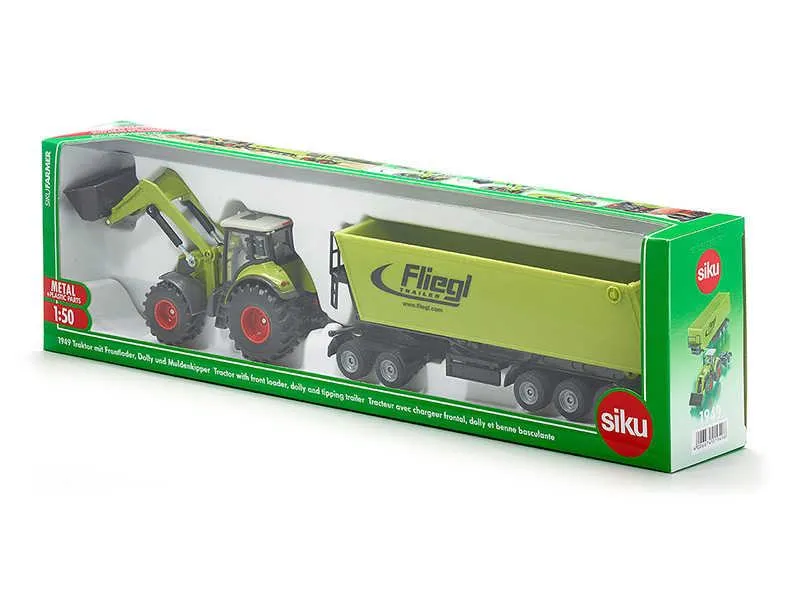 siku traktor claas axion 850 + ruda za kamionske prikolice + prikolica - slika 2