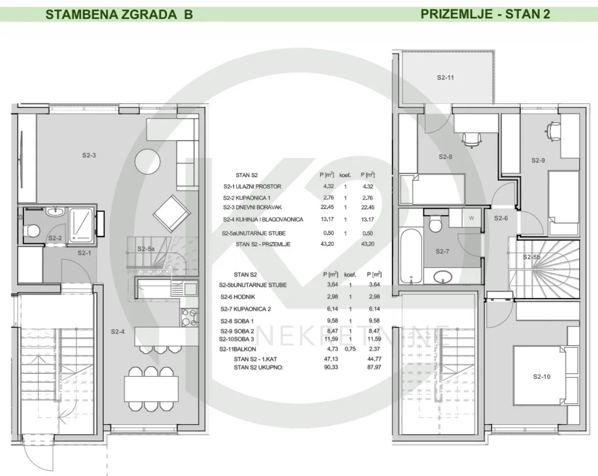 jarun, luksuzni 2-etažni stan b2, 94,22 m2, db + 3 ss+vpm - slika 9