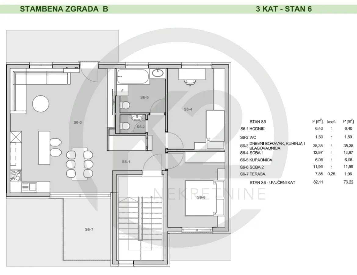 jarun, luksuzni 2,5 s. stan b6, 84,20 m2, db + 2 ss + gpm + spremište - slika 9
