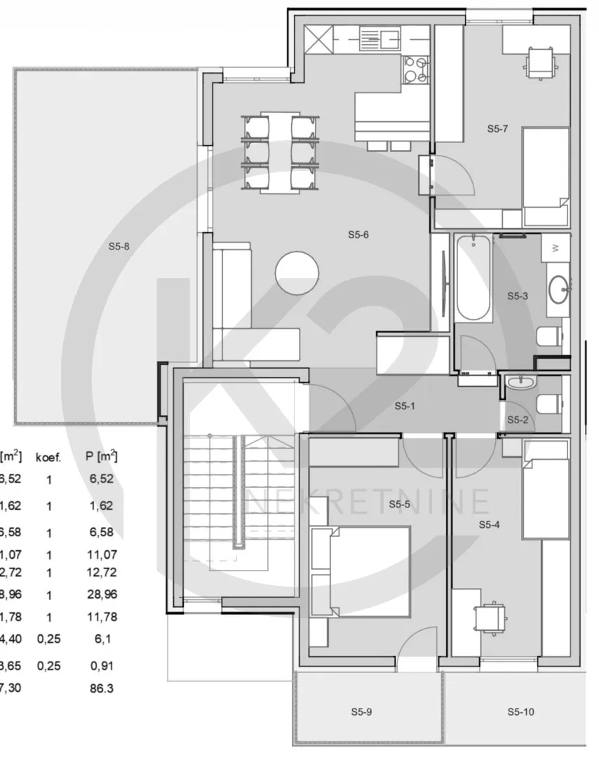 jarun, penthouse luks. 3,5 s. stan a5, 100,40 m2, db+3ss+gpm+vpm+spr. - slika 9