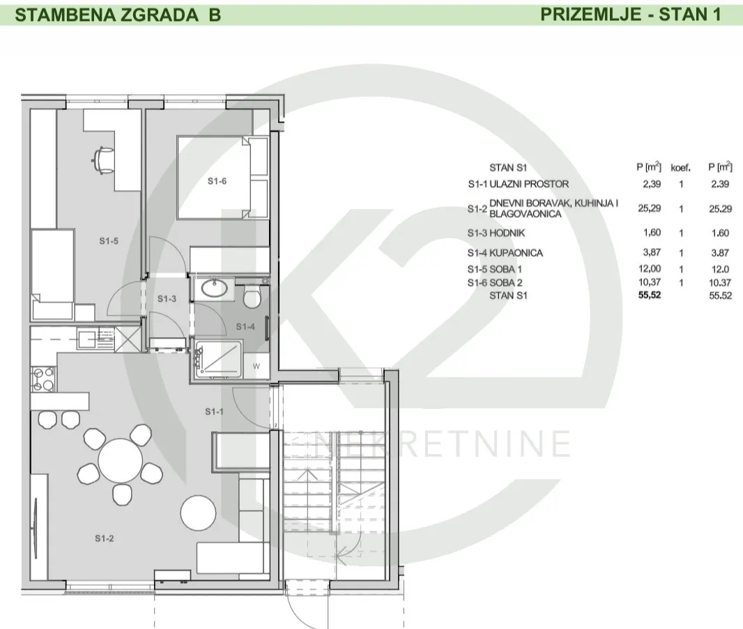 jarun, luksuzni 2,5 s. stan b1, 61,77 m2, db + 2ss+vpm - slika 9