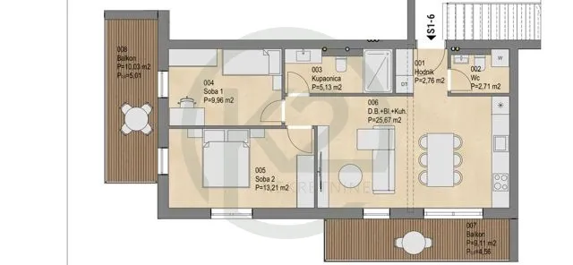 Podsused, 3-sobni S1-6, 69,01 m2, 2 balkona, GPM, NOVOGRADNJA! - Zagreb