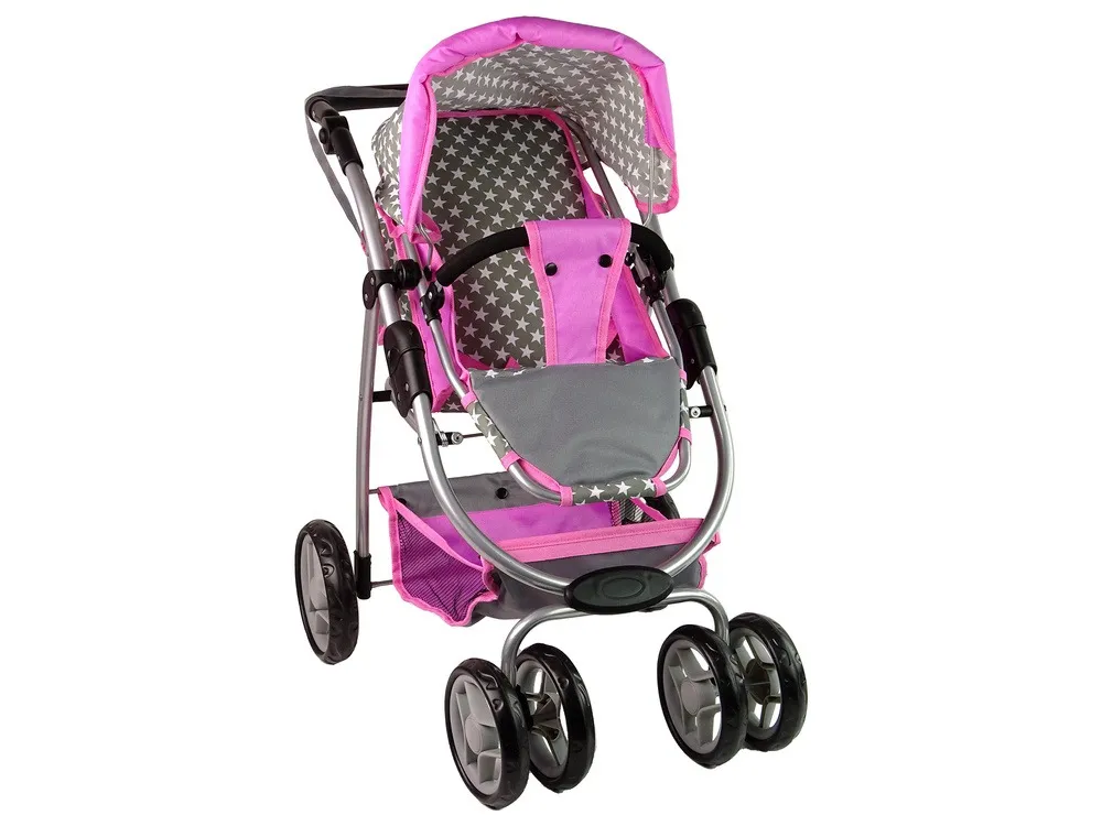 kolica za lutke 2-in-1 carrycot stars - siva - slika 2
