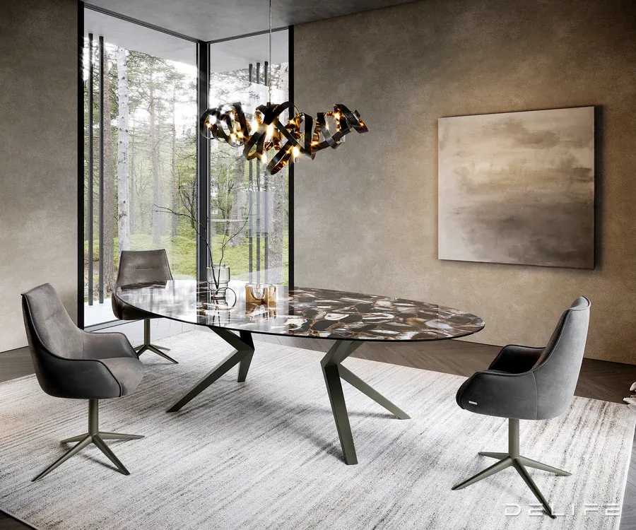 blagovaonski stol edge 280x130cm, materijal: keramika na staklu - slika 2