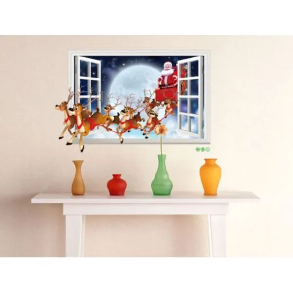 3d wall sticker djed božičnjak dimenzije 70x50cm - slika 2