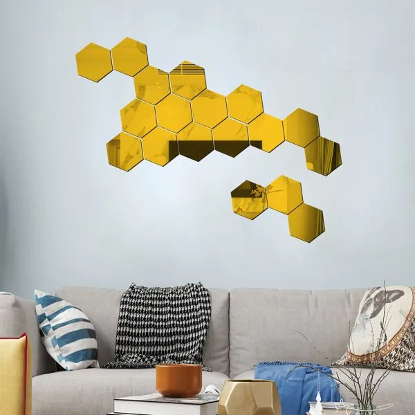 3d hexagon zrcalne naljepnice - ogledala 12 komada - slika 13
