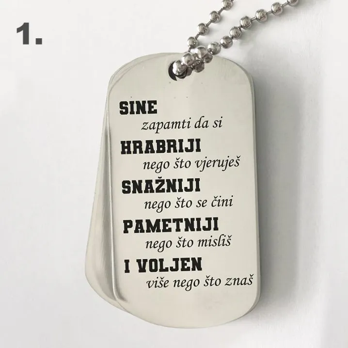 vojna gravirana pločica – sine, voli te mama - slika 2