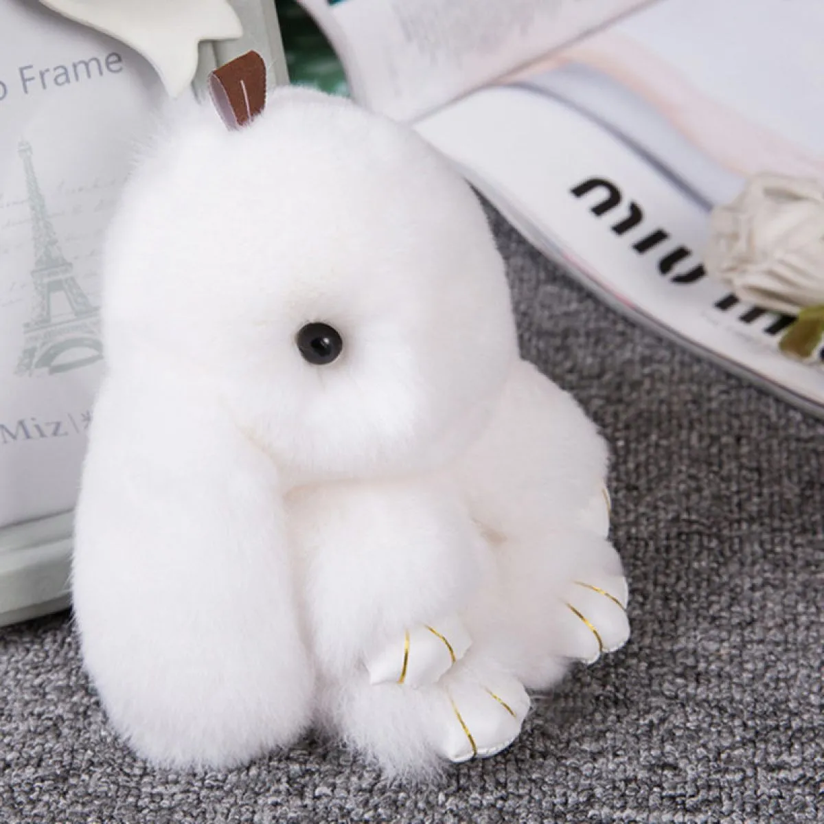 bunny krzneni privjesak za ključeve, torbu, ruksak - slika 6