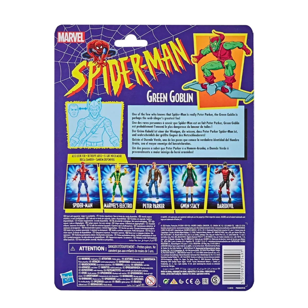 marvel legends series: spider-man – green goblin (retro) figura, 15cm - slika 3