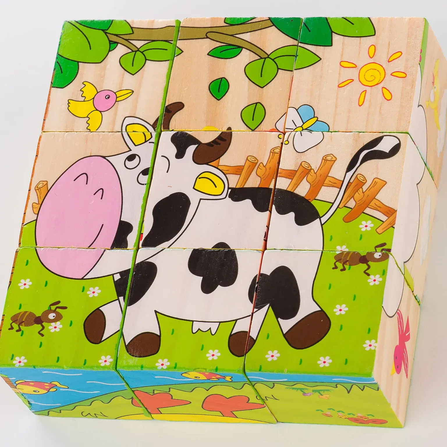 edukativne drvene kocke puzzle – motiv životinja - slika 2