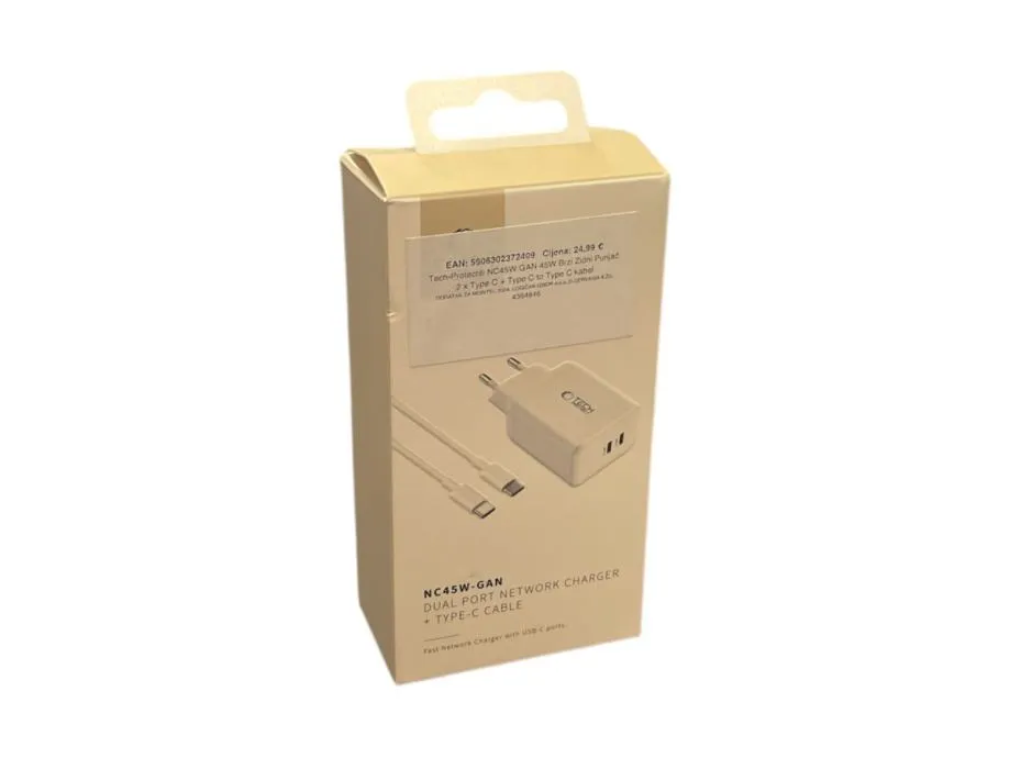 brzi zidni punjač tech protect nc45w gan / r1, rate! - slika 2