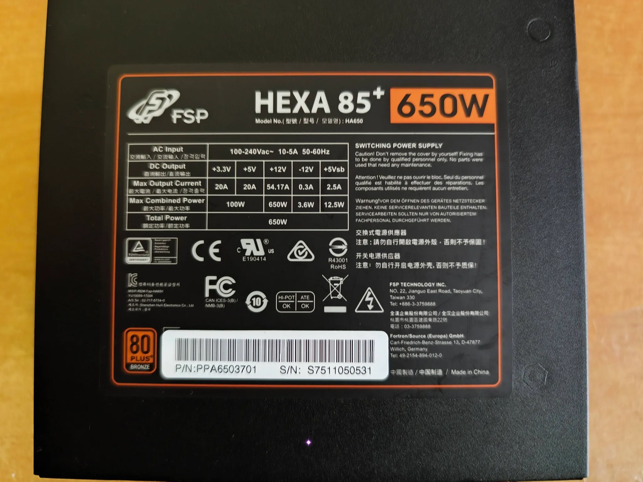 pc napajanje fortron hexa 85+ 650w - slika 2