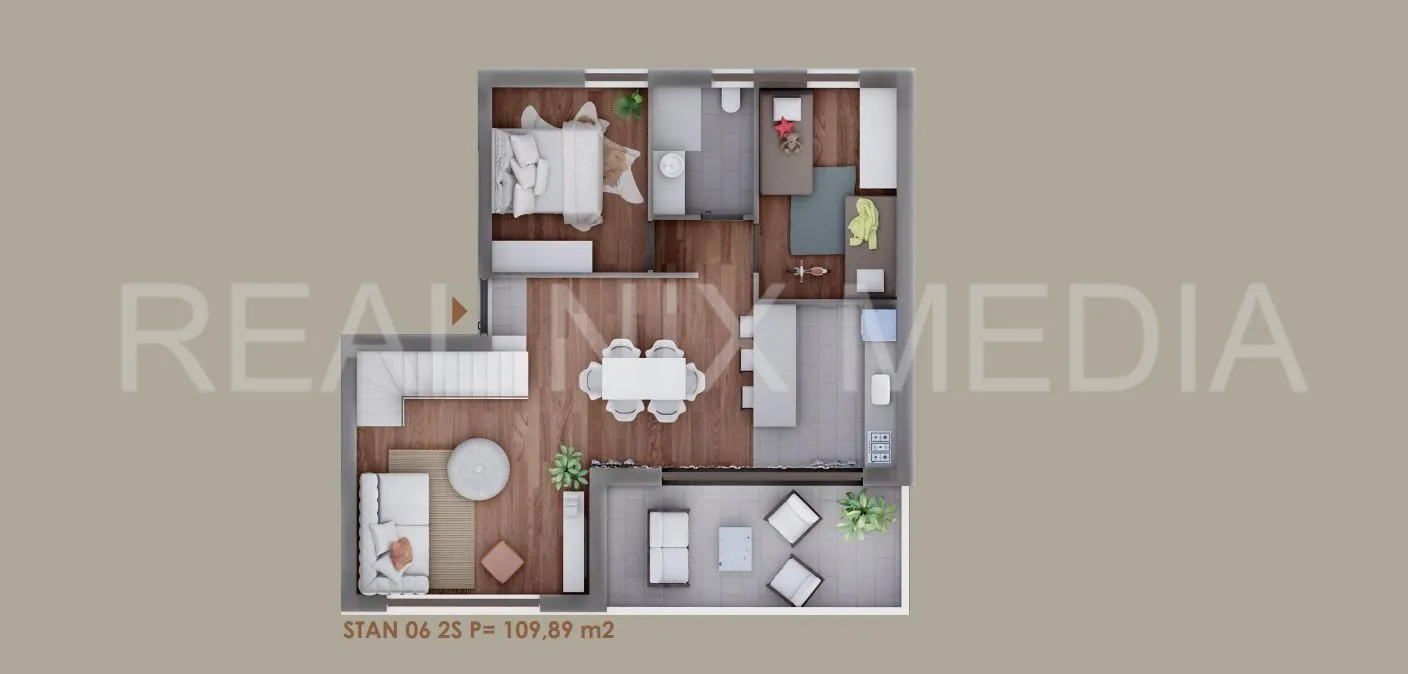 borik – penthouse s velikom krovnom terasom, 113,59 m², novogradnja - slika 15