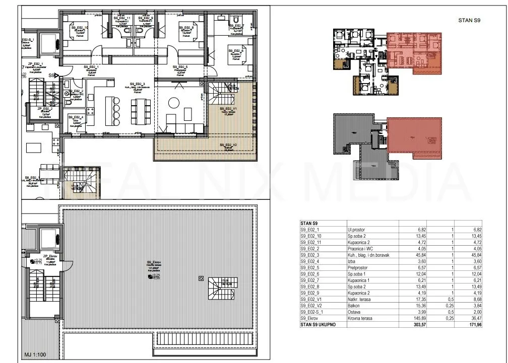 penthouse 171 m2. krovna terasa. lift! 60 metara do mora. - slika 4