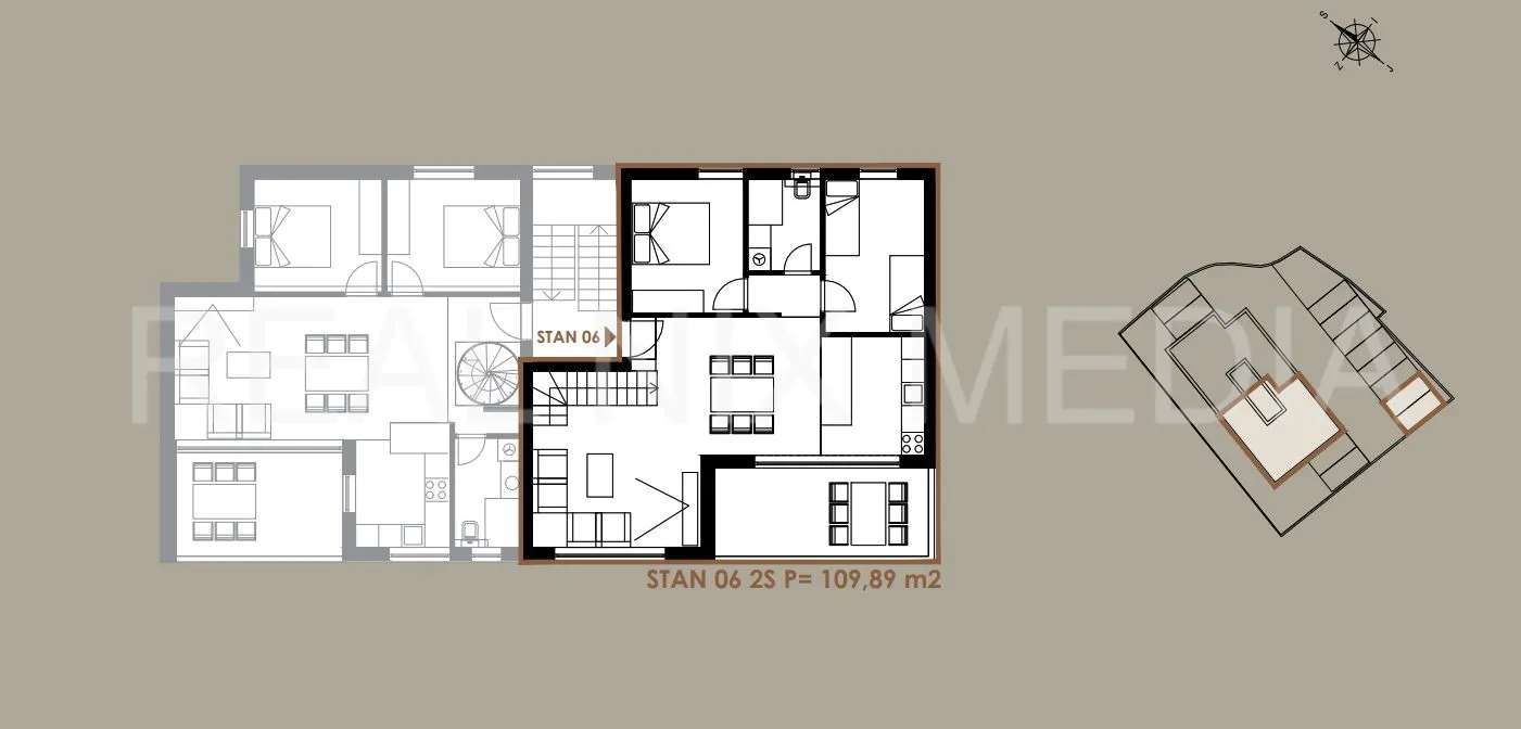 borik – penthouse s velikom krovnom terasom, 113,59 m², novogradnja - slika 14