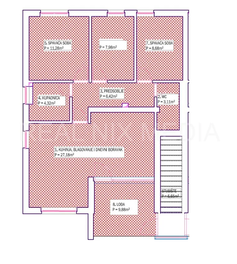 privlaka- apartman 76 m2, 2. kat! 3 sp.sobe! 90 m do mora! - slika 19