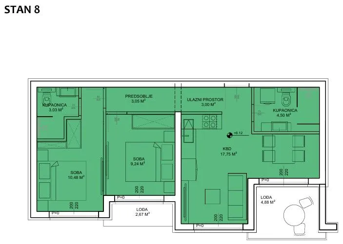 luksuzni penthouse s krovnom terasom stan 8 u blizini mora - sveti petar, zadar - slika 10